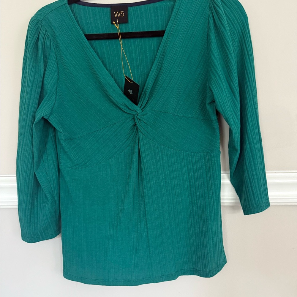 Anthropologie W5 green V-Neck Blouse